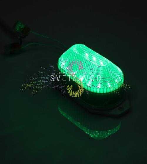 Строб-лампа светодиодная, зеленая, 21 LED, 220В, накладная