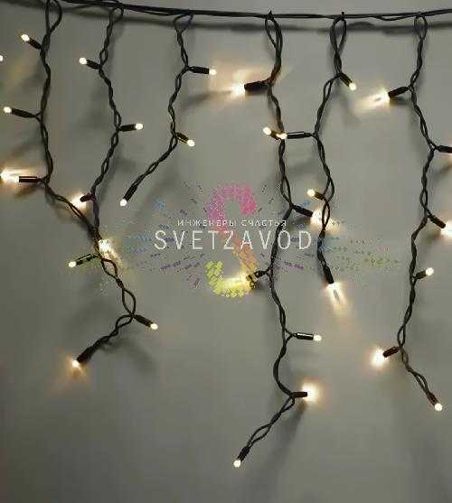 Светодиодная бахрома Айсикл, 5х0,7м, фиксинг, 220В, теплая белая, черный ПВХ, IP65