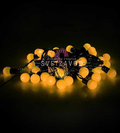 Гирлянда Шарики Ø 15мм, 10м, 220В, черный ПВХ, теплая белая, IP65, с блоком питания