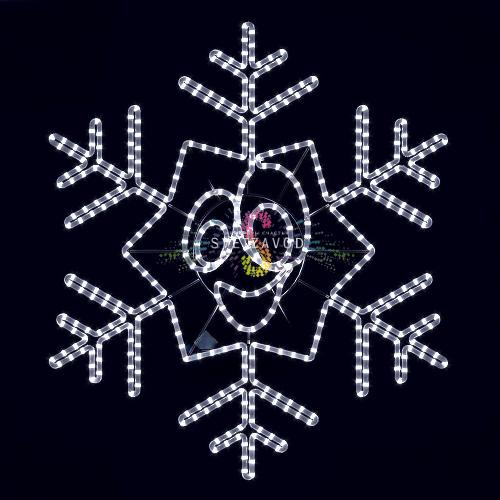 Светодиодная Снежинка-смайлик №1, 103см, белая, фиксинг, 220В, IP65, Riсh Lеd