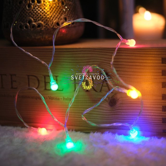 Гирлянда светодиодная на батарейках Шарики, 1,5м, мульти, Neon-Night