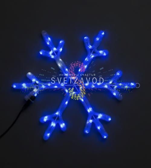 Светодиодная Снежинка, 52см, синяя, мерцающая, 220В, IP65