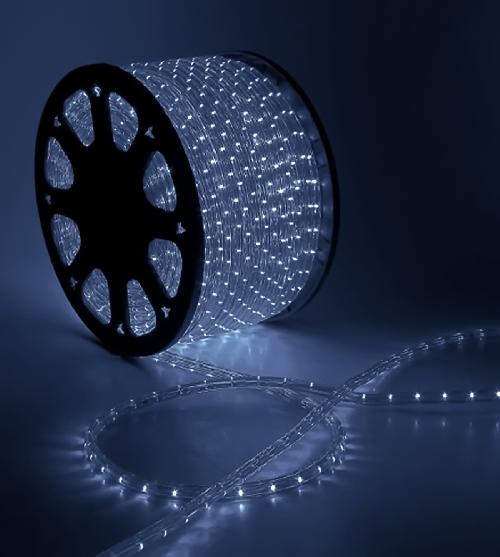 Дюралайт круглый, Ø 13мм, белый, 50м, 12В, 2W, 36 led/м, фиксинг