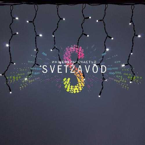 Светодиодная бахрома Айсикл, 4,8х0,6м, мерцающая, 220В, белая, черный каучук, IP65, с блоком 