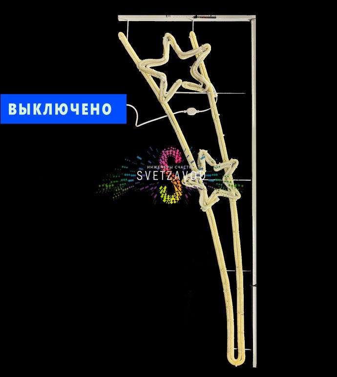 Детальное фото светодиодной консоли '2 Звезды' для 9 мая на металлическом каркасе, размеры 150х60х3 см. Детальное фото светодиодной консоли '2 Звезды' для 9 мая на металлическом каркасе, размеры 150х60х3 см.