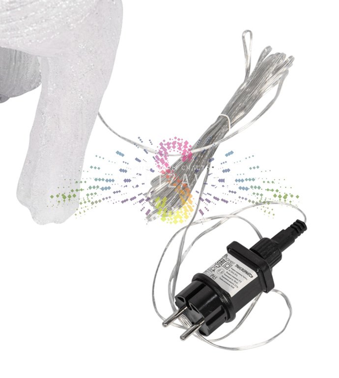 Детальное фото акриловой 3D фигуры Снежный олень с 380 светодиодами, защитой IP65 и блоком питания 31В в комплекте