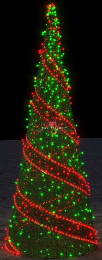 Светодиодная ёлка "Конус" 210х80 см, 24В, зеленая, красная