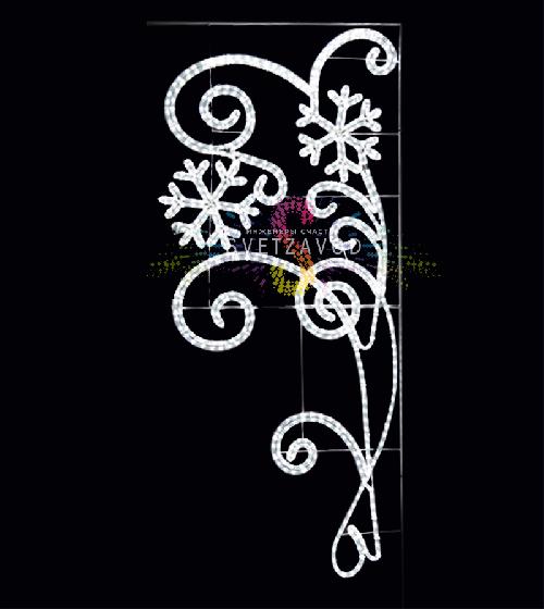 Светодиодная консоль "Снежные узоры", 180х80 см, белая