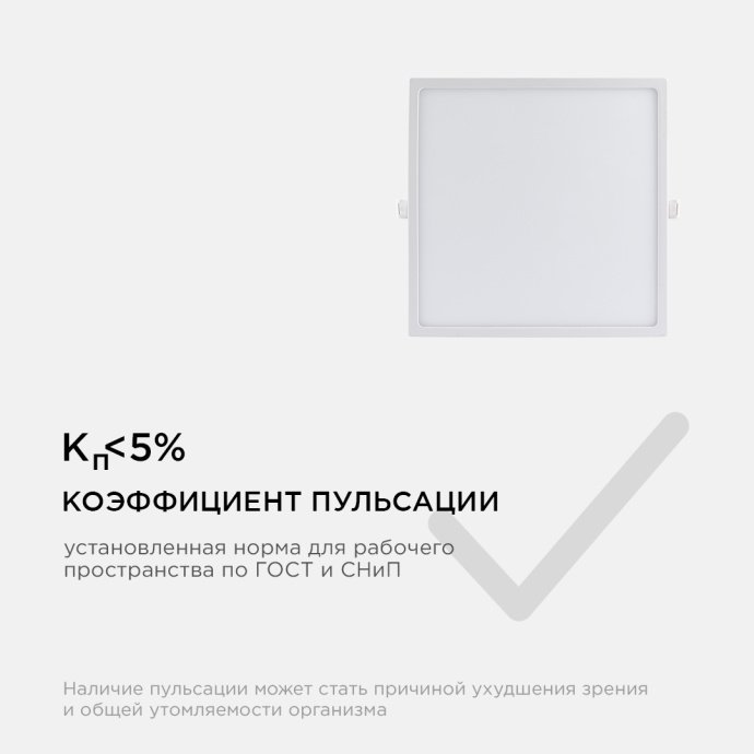Квадратная встраиваемая LED панель 2700К теплый белый 24Вт 1920лм IP40 белая рамка алюминий 220х220 мм потолок