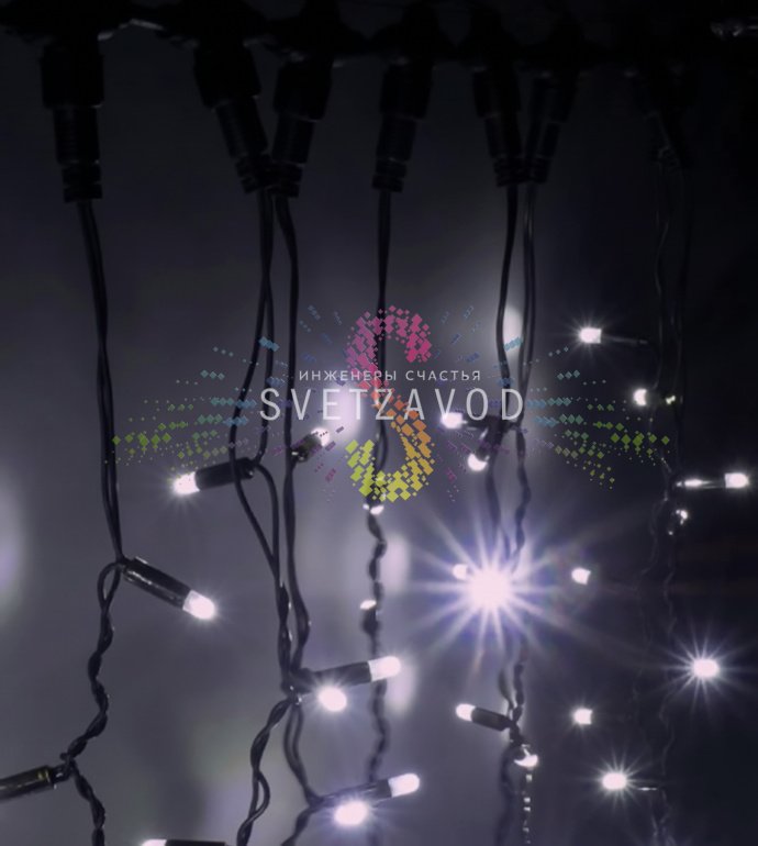 Светодиодный занавес 2х3 метра 740 диодов IP65 для улицы черный провод ПВХ Светодиодный занавес 2х3 метра 740 диодов IP65 для улицы черный провод ПВХ