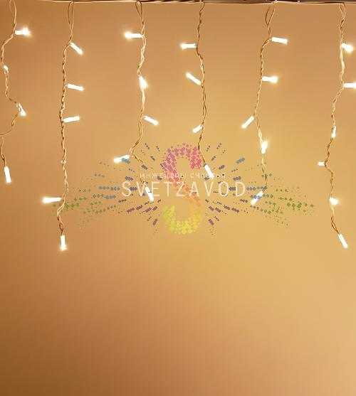 Светодиодная бахрома Айсикл, 4,8х0,6м, мерцающая, 24В, теплая белая, белый каучук, IP65, без блока