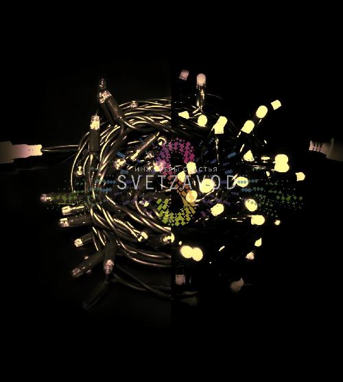 Гирлянда-нить Стринг Лайт, 24В, фиксинг, теплая белая, 10м, черная резина, IP65, Rich Led