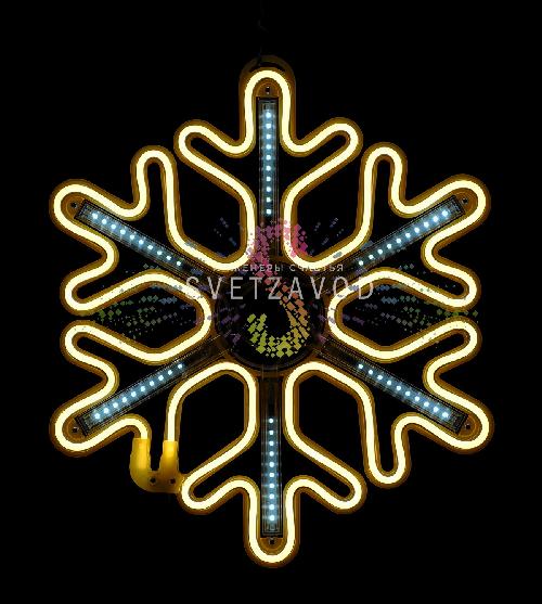 Светодиодная Снежинка, 40см, теплая белая, неон, с эффектом тающих сосулек, 220В, IP65