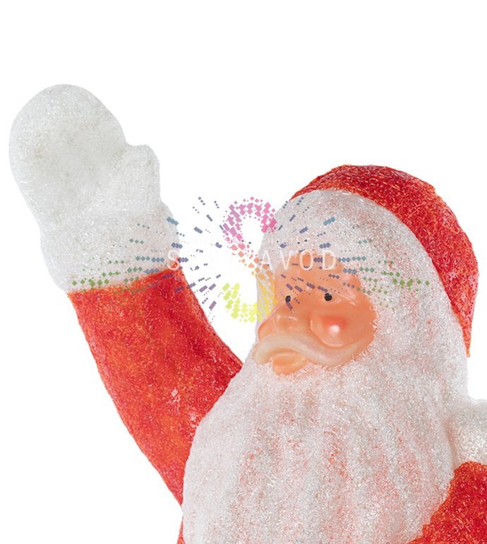 Детальное фото акриловой 3D фигуры Санта Клауса с 4400 светодиодами, демонстрирующее металлический каркас и качество сборки для уличного использования.