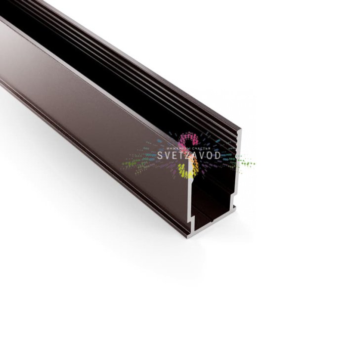 Детальное фото алюминиевого профиля для гибкого неона Neon-Night: видны П-образное сечение 8х16 мм, анодированная коричневая поверхность и длина 2 метра.