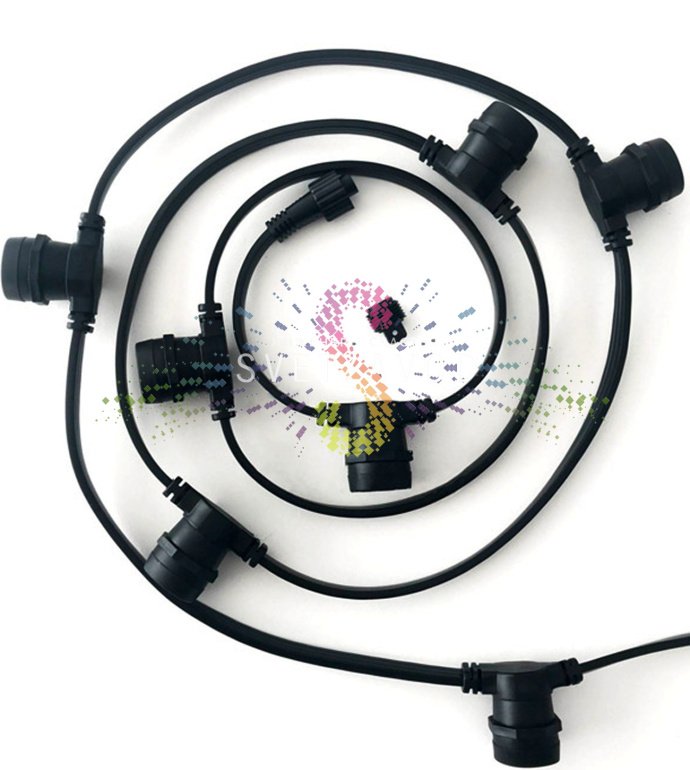 Белт лайт, бухта 20м, шаг 40см, E27, черный провод каучук