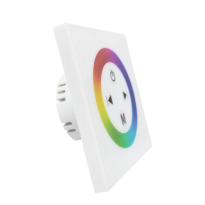 Контроллер RGB с белой сенсорной панелью 86х86х28 мм, Apeyron Electrics SAP-1672, IP20, для LED ленты 12/24В.