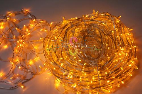 Клип Лайт 12В, мерцающий, YF, желтый, 667 LED, 100м, прозрачный ПВХ, с защитным колпачком, IP64