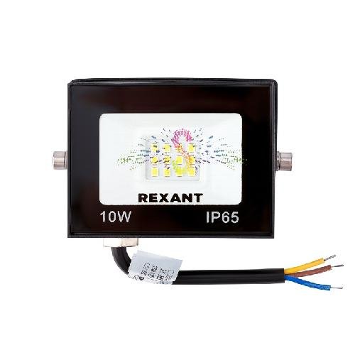 Прожектор светодиодный, нейтральный белый, 220В, 10Вт, черный корпус, REXANT