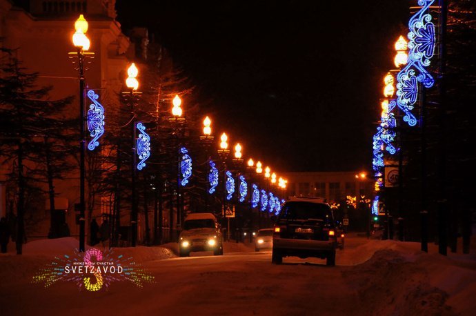 Светодиодная консоль Лавина 200х65 см бело-синяя на металлическом каркасе