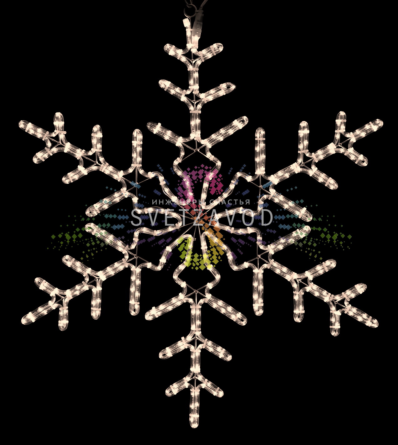 Светодиодная Снежинка, 95см, белая теплая, фиксинг, 220В, IP65