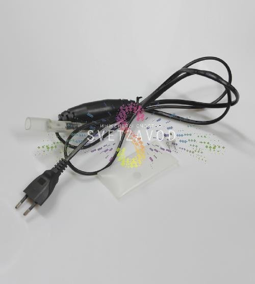 Силовой шнур с диодным мостом для светодиодного дюралайта 2W Ø 13мм, черный, до 100м