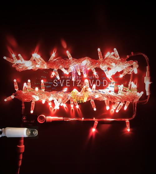 Гирлянда-нить Стринг Лайт, 24В, мерцающая, красная, 10м, прозрачный ПВХ, IP65, Rich Led