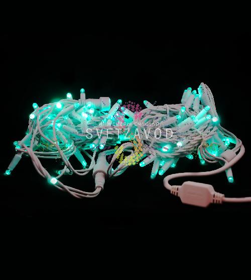 Гирлянда-нить Стринг Лайт, 220В, мерцающая, зеленая, 10м, белый каучук, IP65, с шнуром