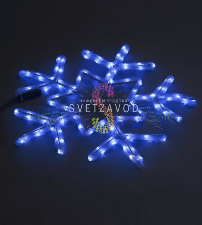 Детальное фото синей светодиодной снежинки SZV-362: металлический каркас с порошковой покраской, светодиодный дюралайт, ушко для монтажа, шнур с вилкой. Детальное фото синей светодиодной снежинки SZV-362: металлический каркас с порошковой покраской, светодиодный дюралайт, ушко для монтажа, шнур с вилкой.