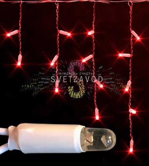 Светодиодная бахрома Айсикл, 3х0,5м, мерцающая, 220В, красная, белый каучук, IP65, Rich Led