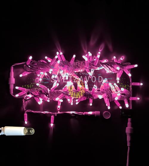 Гирлянда-нить Стринг Лайт, 24В, мерцающая, розовая, 10м, белый ПВХ, IP65, Rich Led