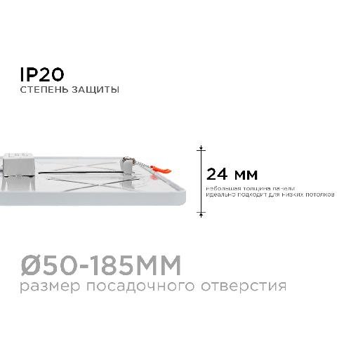 LP-23 Светодиодная панель встраиваемая с регулировкой под посадочное отверстие, 20Вт, 230В/50Гц, 150