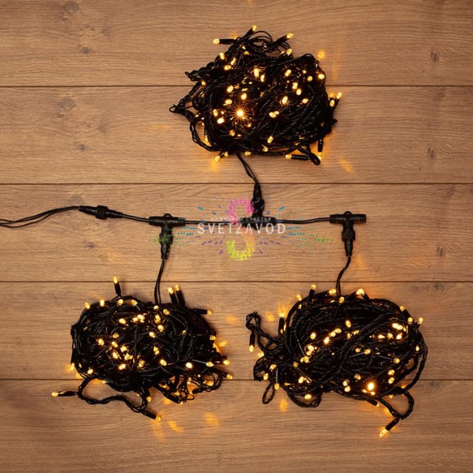 Светодиодная гирлянда Клип Лайт Спайдер Neon-Night: три черные нити по 20 метров с желтыми светодиодами, контроллер, упакована в коробку.