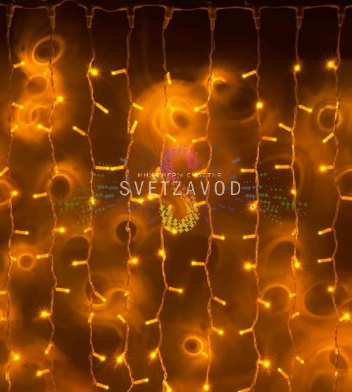 Светодиодный дождь 2х1,5м, желтый, фиксинг, желтый ПВХ, 220В, IP65