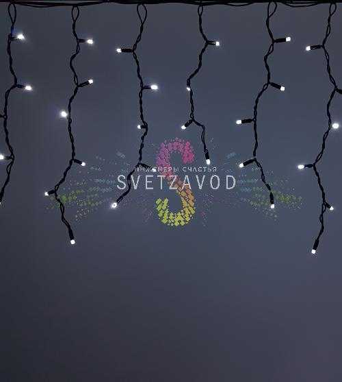 Светодиодная бахрома Айсикл, 4,8х0,6м, фиксинг, 220В, белая, черный каучук, IP65, с блоком 