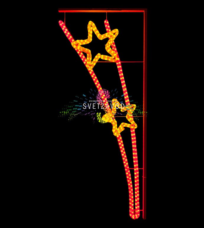 Детальное фото светодиодной консоли '2 Звезды' для 9 мая на металлическом каркасе, размеры 150х60х3 см. Детальное фото светодиодной консоли '2 Звезды' для 9 мая на металлическом каркасе, размеры 150х60х3 см.