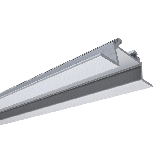 Угловой накладной алюминиевый профиль для LED ленты, анодированное серебро, свечение под углом 45°, размер 28.5x10.4 мм, длина 2 м.