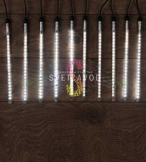 Гирлянда Тающие сосульки, белая, 10х30см, шлейф 10м, 24В, 420LED, IP65, с блоком, Neon-Night