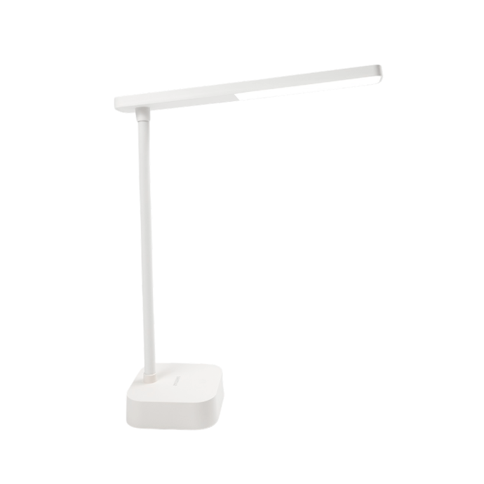 Детальное фото настольной лампы Tilpa DSK212 PT 5W 5000K USB: компактный корпус 28х10х10 см, черный цвет, гибкая ножка, холодный белый свет