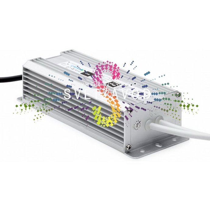 Детальное фото металлического блока питания SPB-1050 с маркировкой 12V 30W IP68, клеммы для подключения, вилка 220В.