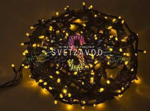 Гирлянда-нить Твинкл Лайт, 220В, чейзинг, желтая, 10м, черный ПВХ, IP54, контроллер в комплекте