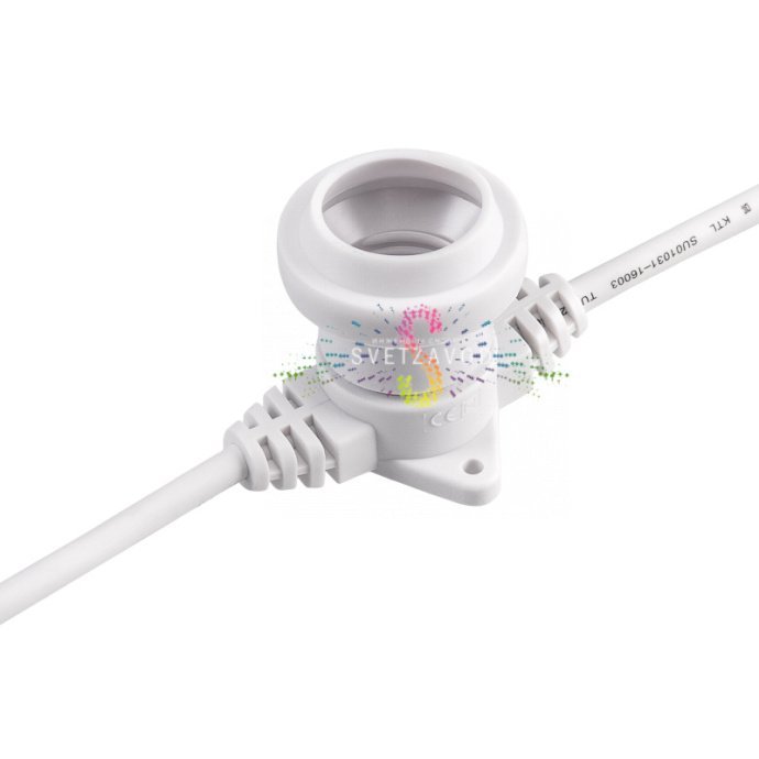 50-метровая гирлянда Белт-Лайт с патронами E27 через 20 см, белый прорезиненный ПВХ провод