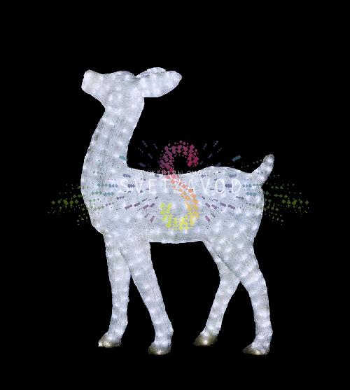Акриловая фигура 3D Олененок благородный, белый, 100 см, 1800 LED, 24В, с трансформатором