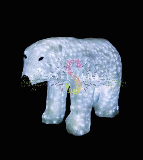 Акриловая фигура 3D Белый медведь, 60х110 см, 1168 LED, 24В, с трансформатором