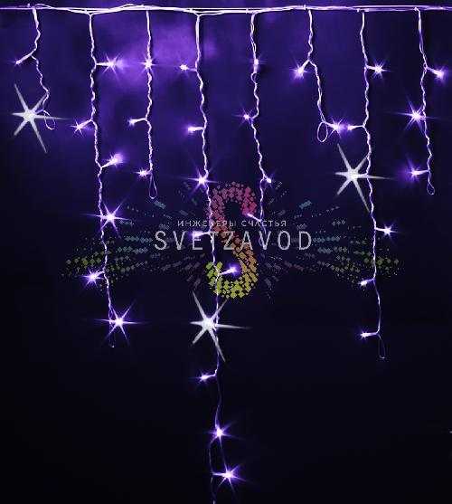 Светодиодная бахрома Айсикл, 3х0,9м, мерцающая, 220В, фиолетовая, прозрачный ПВХ, IP54, Rich Led