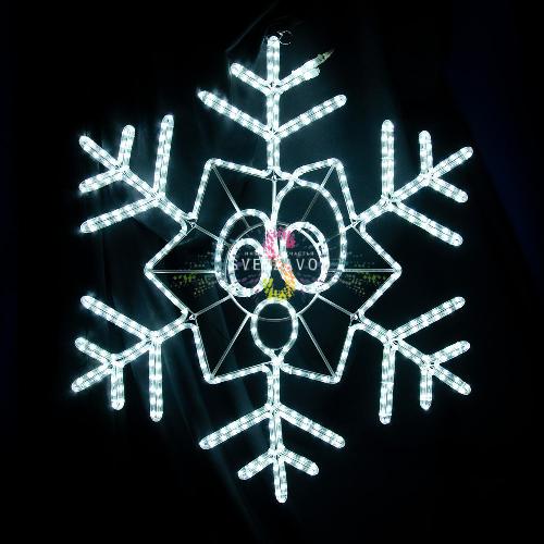 Светодиодная Снежинка-смайлик №2, 103см, белая, фиксинг, 220В, IP65, Riсh Lеd