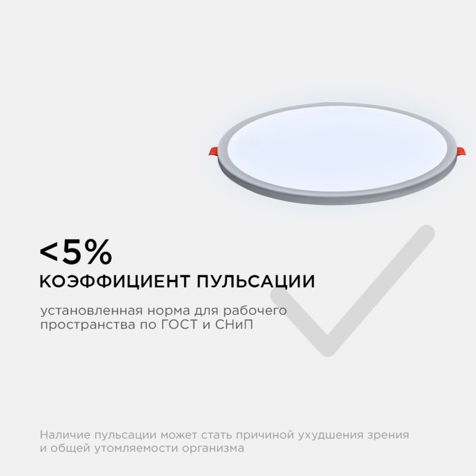 Встраиваемая LED панель LP-12 6500К холодный белый, алюминиевый корпус 230 мм, рассеиватель стекло/поликарбонат