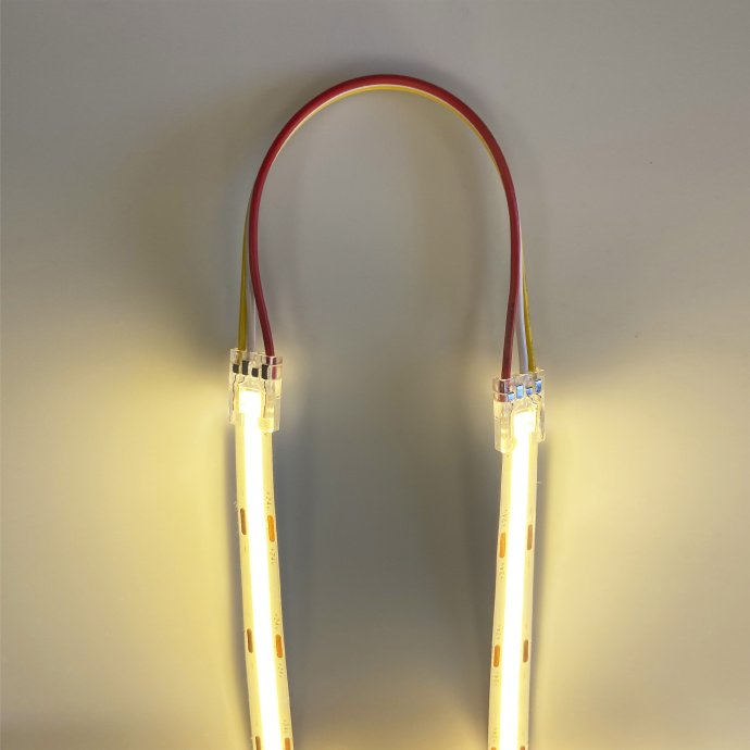 Комплект из двух клипс-коннекторов с проводами для LED ленты COB CCT, подложка 10 мм, 12-24В, IP20.