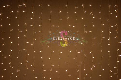 Светодиодный дождь 2х9м, белый теплый, фиксинг, прозрачный ПВХ, 220В, IP54