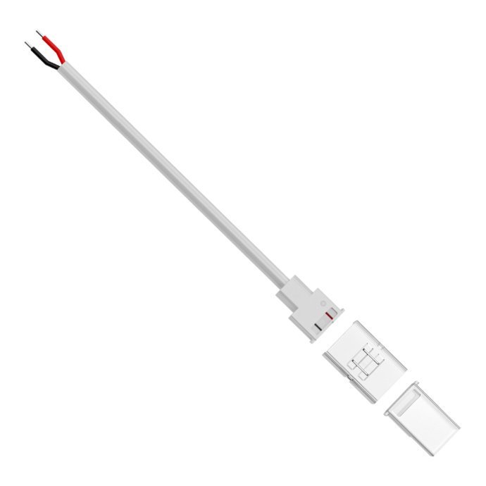 Детальный вид прокалывающего коннектора 2 pin для одноцветной LED ленты 8-10 мм с проводом и зажимами, IP65